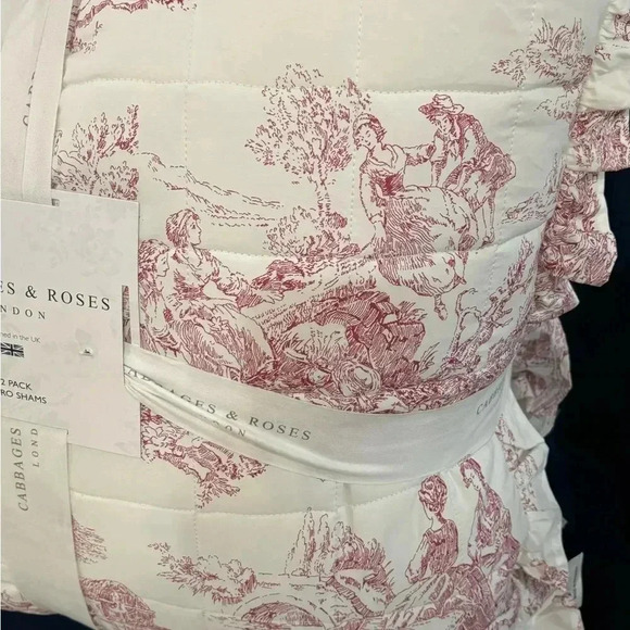Pair Euro Shams NEW Country Toile Russet Shabby Chic by Cabbages & Roses London - Picture 3 of 9